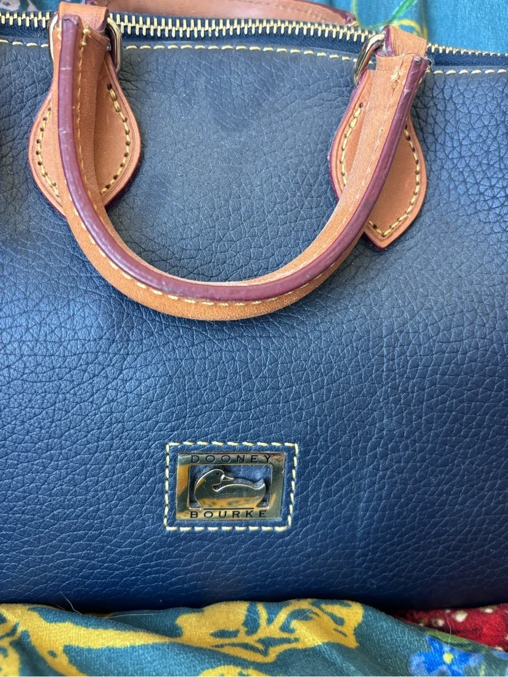 Dooney & Bourke Dillen Crossbody Satchel featuring a navy blue pebbled leather - Picture 2 of 5